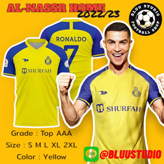 bluu⚽เสื้อบอลทีม อัลนาสเซอร์ เหย้า ปี 2022/23 เกรดแฟนบอล (AAA) Al-Nassr Home and Away Jersey 2022/23 Fans Version