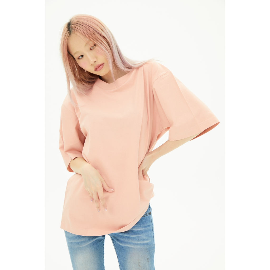 ov07-rose-เสื้อยืดสีโอรส-cotton20-oversize