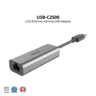 ASUS USB-C2500 USB Type-A 2.5G Base-T Ethernet Adapter with backward compatibility of 2.5G/1G/100Mbps