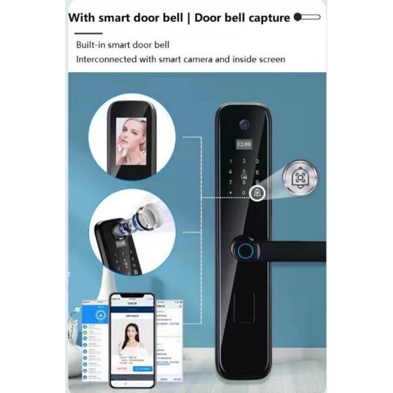 กลอนประตูดิจิตอล-digital-door-lock-สมาร์ทล็อค-smart-door-lock-ประตูดิจิตอล-มีกล้องและมี-app-usmart-go-รุ่น-p31
