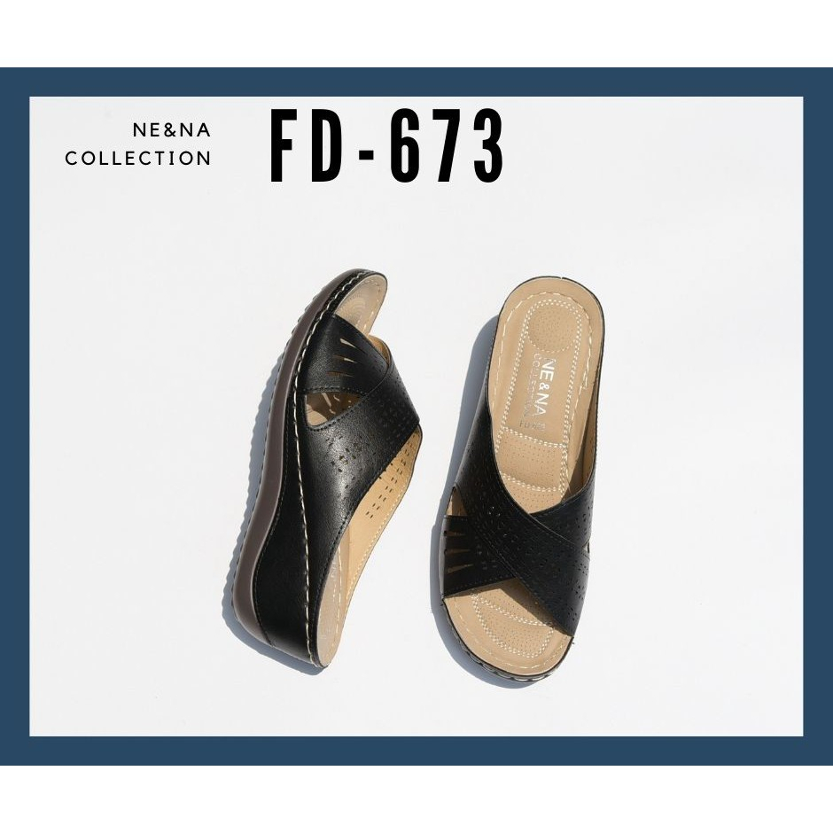ภาพสินค้ารองเท้าผู้หญิงเเบบเเตะสวมส้นเตารีด No. FD-673 NE&NA Collection Shoes จากร้าน nena_official_store บน Shopee ภาพที่ 2