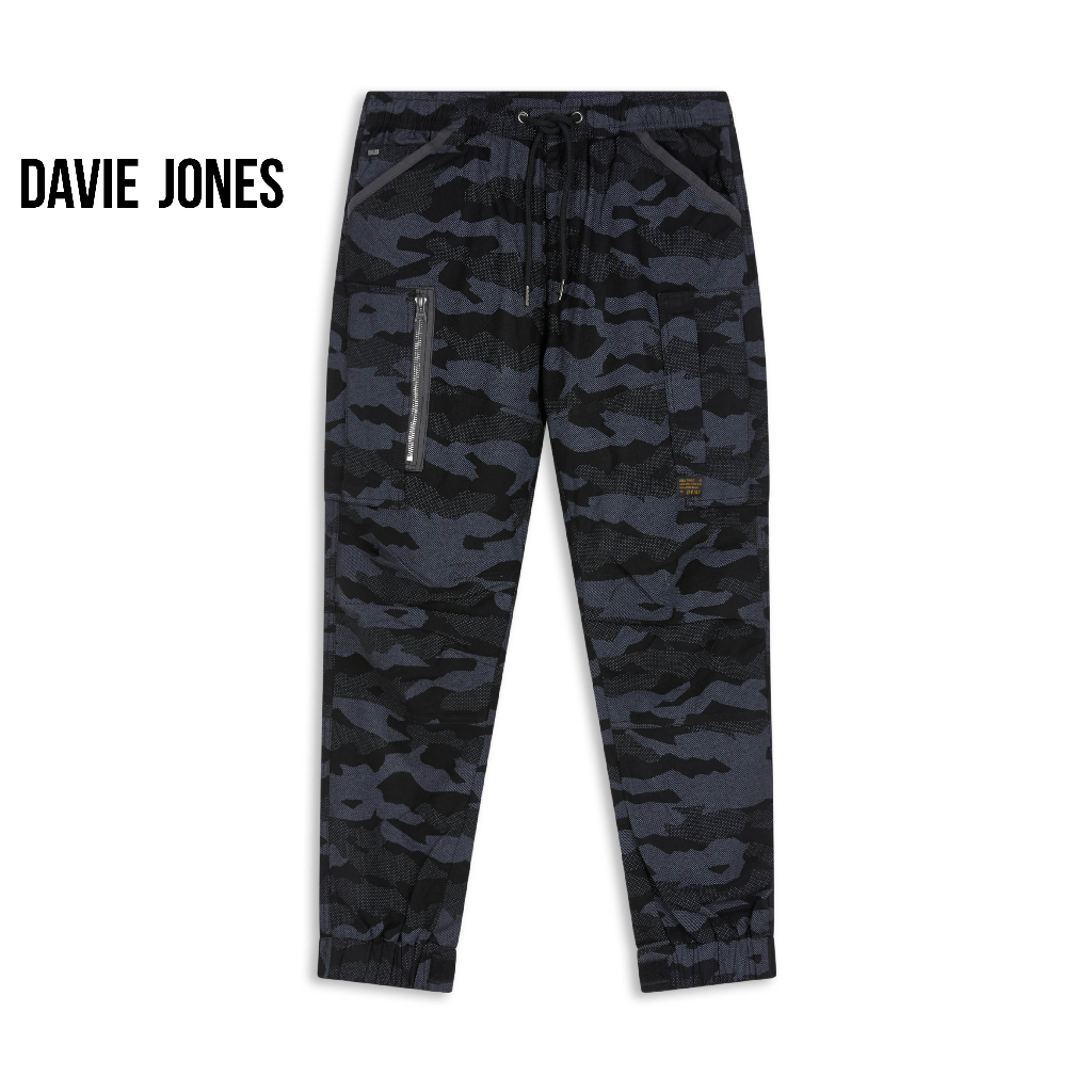 davie-jones-กางเกงจ็อกเกอร์-เอวยางยืด-ขาจั๊ม-ลายพราง-สีดำ-camo-drawstring-joggers-in-black-gp0027bk