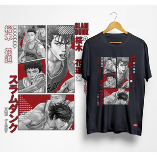 Slam Dunk เสื้อยืดอนิเมะพิมพ์ลายกราฟิก Unisex แฟชั่น