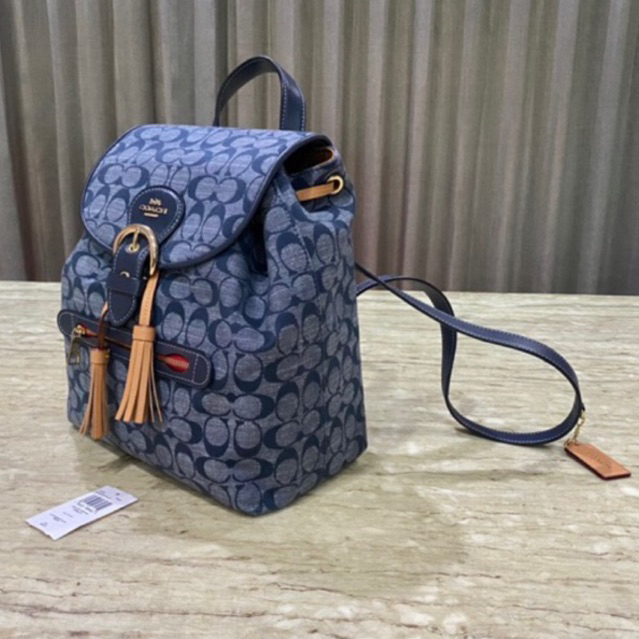 Coach Kleo Denim Backpack In Signature Chambray ของแท้ เป้โค้ช กระเป๋า