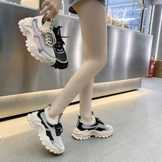 GFShop รองเท้าผ้าใบแฟชั่นรองเท้าผ้า เสริมส้นสไตล์เกาหลีแบบอันยอง ใส่ได้ทุกโอกาศ