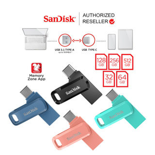 ราคาและรีวิวSanDisk Ultra Dual Drive Go USB 3.1 Gen1 Flash Drive Type-C Speed 150mb/s (SDDDC3) 32GB 64GB 128GB 256GB 512GB แฟลชไดรฟ์ OTG Flashdrive TypeC รับประกัน 5ปี