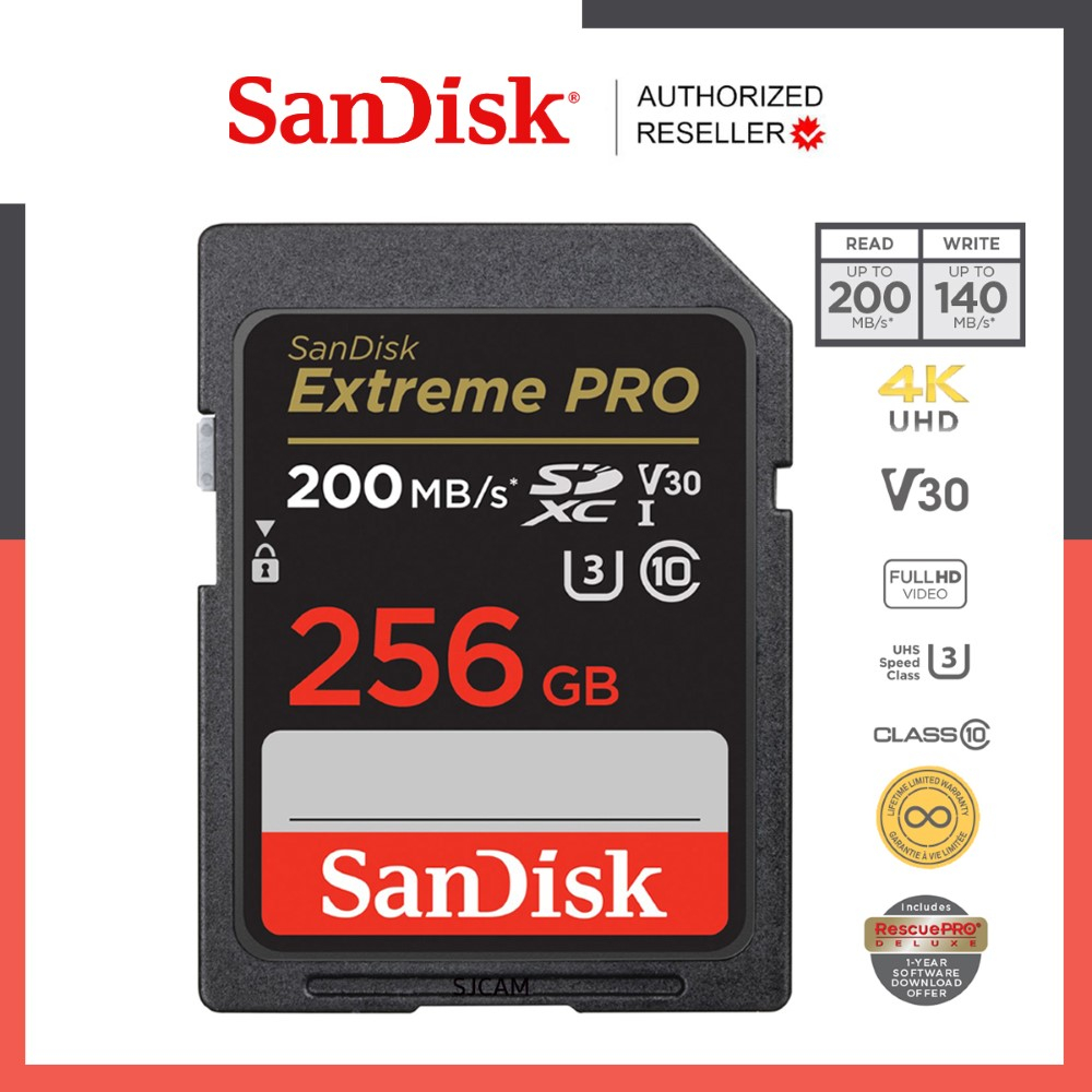 ภาพหน้าปกสินค้าSanDisk Extreme Pro SD Card SDXC 256GB (SDSDXXD-256G-GN4IN*1) ความเร็วอ่าน 200MB/s เขียน 140MB/s เมมโมรี่การ์ด SDCARD แซนดิส รับประกัน Synnex lifetime