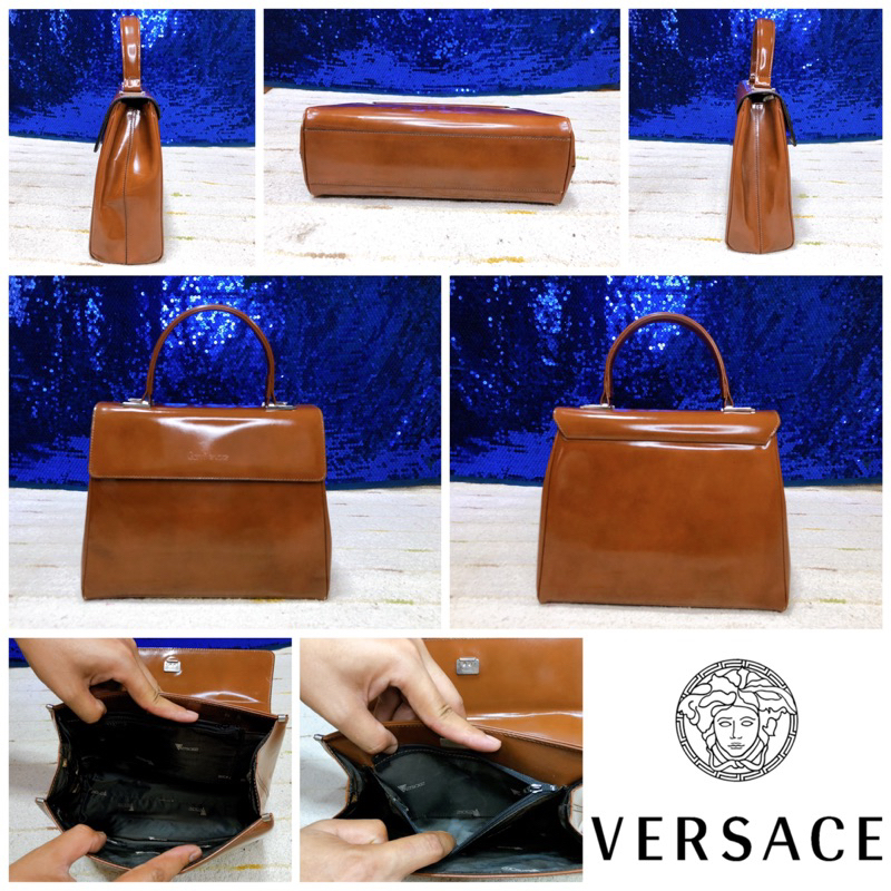 gianni-versace-patent-leather-handbag-vintage-แท้