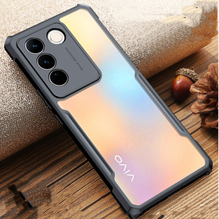 HHLเคสใสขอบสี  ใช้สำหรับ Vivo Y27 V29 Y27 4G V27 V27pro Y36 Y78 V25 Y02S  เคสกันกระแทก หลังใส  เคสเรียบหรู