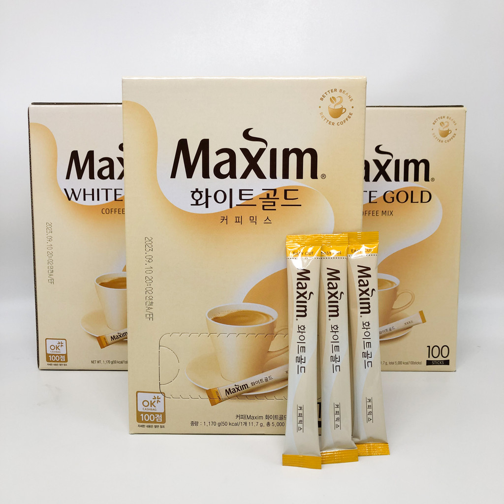 กาแฟเกาหลี-maxim-coffee-100-ซอง-กาแฟแม็กซิม-mocha-white-gold-นำเข้าจากเกาหลีแท้