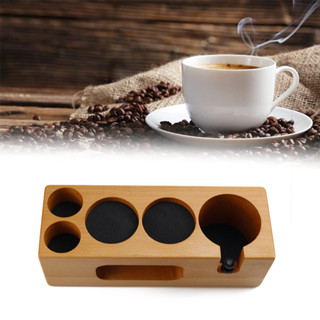 🚚✔Tamper Base แท่นวางด้ามชงกาแฟ ที่วางแทมเปอร์ 5 Holes แท่นวางไม้มียางรอง Coffee Tamper Holder Stand