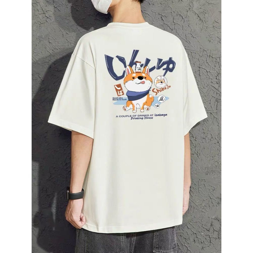 ผ้าฝ้าย-100-การ์ตูน-corgi-นักเรียนแขนสั้นเสื้อยืดกระแสน้ำแบรนด์แนวโน้มสบาย-ๆ-ฤดูร้อนเสื้อยืดใหม่ครึ่งแขน