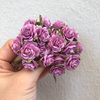 ดอกไม้กระดาษสาดอกไม้กุหลาบขนาดเล็กสีม่วงบานเย็นอ่อน 100 ชิ่้น ดอกไม้ประดิษฐ์สำหรับงานฝีมือและตกแต่ง พร้อมส่ง F242