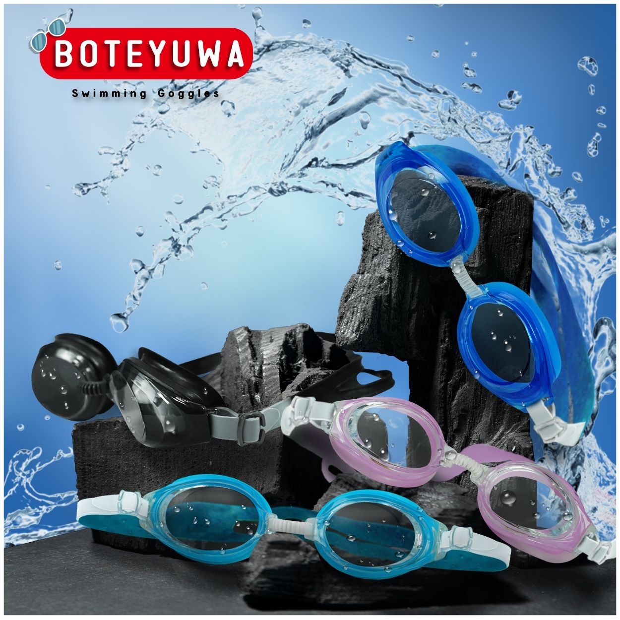 ภาพหน้าปกสินค้าแว่นตาว่ายน้ำผู้ใหญ่ เด็กโตใส่ได้ ป้องกันแสง UV ลดหมอก กันน้ำไม่ให้เข้าตาได้เป็นอย่างดี แว่นดำน้ำ ว่ายน้ำ รุ่น BL832