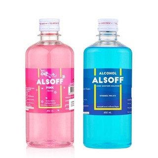 ภาพหน้าปกสินค้าแอลกอฮอล์ alsoff Alcohol แอลกอฮอล์น้ำ 450 ml Ethyl Alcohol Alsoff-S สีฟ้า สีชมพู Pink 1 ขวด ที่เกี่ยวข้อง