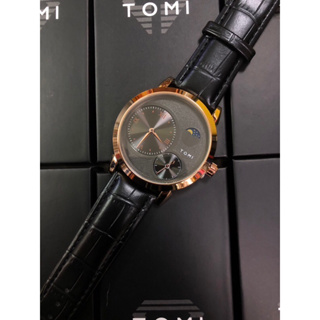 นาฬิกาข้อมือผู้ชายโทมิ(TOMI)นาฬิกาควอทอะนาล็อก ลำลอง กันน้ำ ทรงกลมหน้าปัด37มม. พร้อมกล่อง