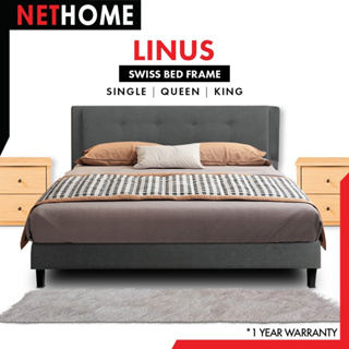 ส่งฟรี NETHOME : LINUS Bed Farme  เตียง เตียงนอน เตียงผ้า เตียงไม้ โครงเตียง ฐานเตียง ขนาด 3 / 3.5 / 5 / 6 ฟุต