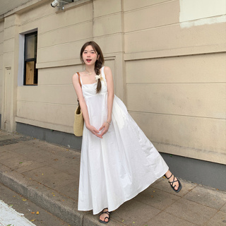 พร้อมส่ง! White molly dress C3941 ✨🥐 เดรสยาวเที่ยวทะเล เดรสเที่ยวทะเล เดรสมินิมอล