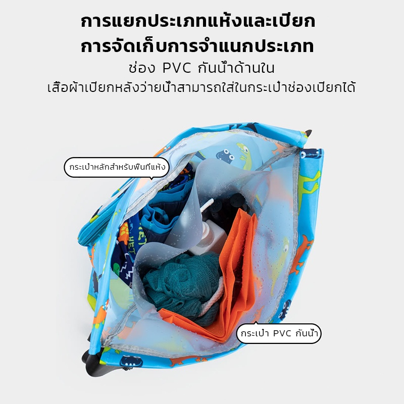 กระเป๋าว่ายน้ำเด็ก-กระเป๋าใส่ชุดว่ายน้ำ-กระเป๋าใส่ชุดว่ายน้ำเด็ก-กันน้ำ-pvc-ถุงใส่ชุดว่ายน้ำเปียก-กระเป๋าชายหาดคู่