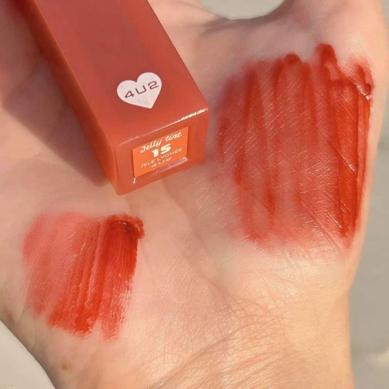 4u2-jelly-tint-สีใหม่-เบอร์15-ปังมาก-ส้มแดงอิฐๆ-ทาแล้วหน้าสว่างไบร์ท-เปรี้ยวจี๊ดรับซัมเมอร์เว่อ-เนื้อนุ่ม-ติดทนสุดๆ