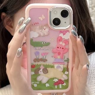 🎁ส่งของขวัญ🎁เคสไอโฟน สำหรับ 11 14 for iPhone Case 13 12 Pro Max  น่ารัก ตลก กระต่าย สีชมพู กันกระแทก เคสนิ่ม เคสโทรศัพท์