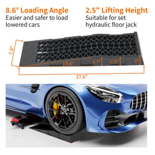 L&K(ขายดี)2pcs Ramp รองล้อยกรถ ตัวเตี้ย(สำหรับรถโหลด) Portable Capacity Heavy Duty 5 Ton