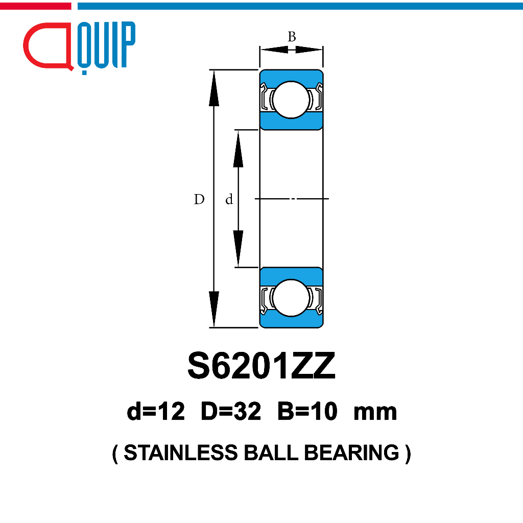 s6201zz-sbc-ตลับลูกปืนเม็ดกลม-สเตนเลส-ss6201zz-จาระบี-ฟู้ด-เกรด-stainless-bearing-s6201z-material-sus420-s6201z