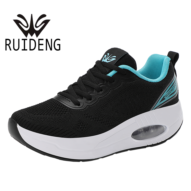 ruideng-82257-สีดำ-ฟ้า-รองเท้าผ้าใบกีฬาผู้หญิงเพื่อสุขภาพ-ความสูง-5-cm-ไซส์-36-40-มีสินค้าพร้อมส่ง