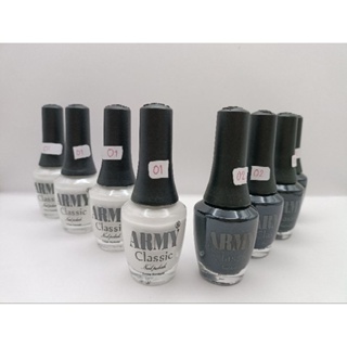 Army classic nail polish สีทาเล็บ สีขาว/สีดำ 17 มล.