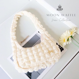 🛑พร้อมส่ง🛑KEEP Moon Waffle &gt;&gt; กระเป๋าผ้านุ่มนิ่มลาย Waffles 🧇 ของแท้💯✅️