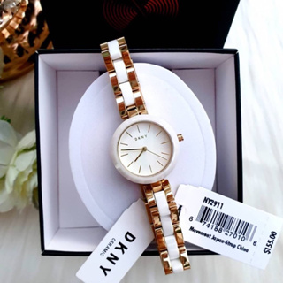 (ผ่อน0%) นาฬิกา DKNY Women`s City Link Watch - NY2911 หน้าปัดขาวมุก 26 มม. สายทูโทน สแตนเลสทอง/เซรามิคขาว