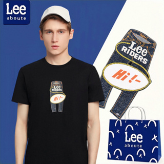 Lee® เสื้อยืดคอกลมแขนสั้น สไตล์พื้นฐาน#Lee jeans ไซส์ใหญเสื้อยืดชายผู้หญิง เสื้อยืดผ้าฝ้ายคู่รัก # สีดำ รุ่น #1109