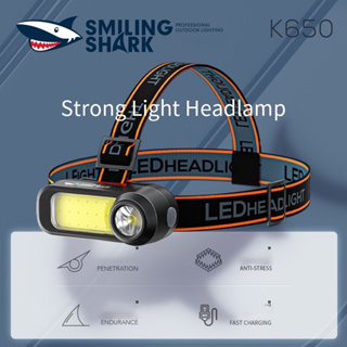 SmilingShark K650 ไฟฉายคาดหัว LED+COB 1200mAh ไฟฉายชาร์จไฟ USBไฟหน้าขนาดเล็กแบบชาร์จ LED ไฟคาดหัว ระดับการกันน้ำ IPX4 ตั