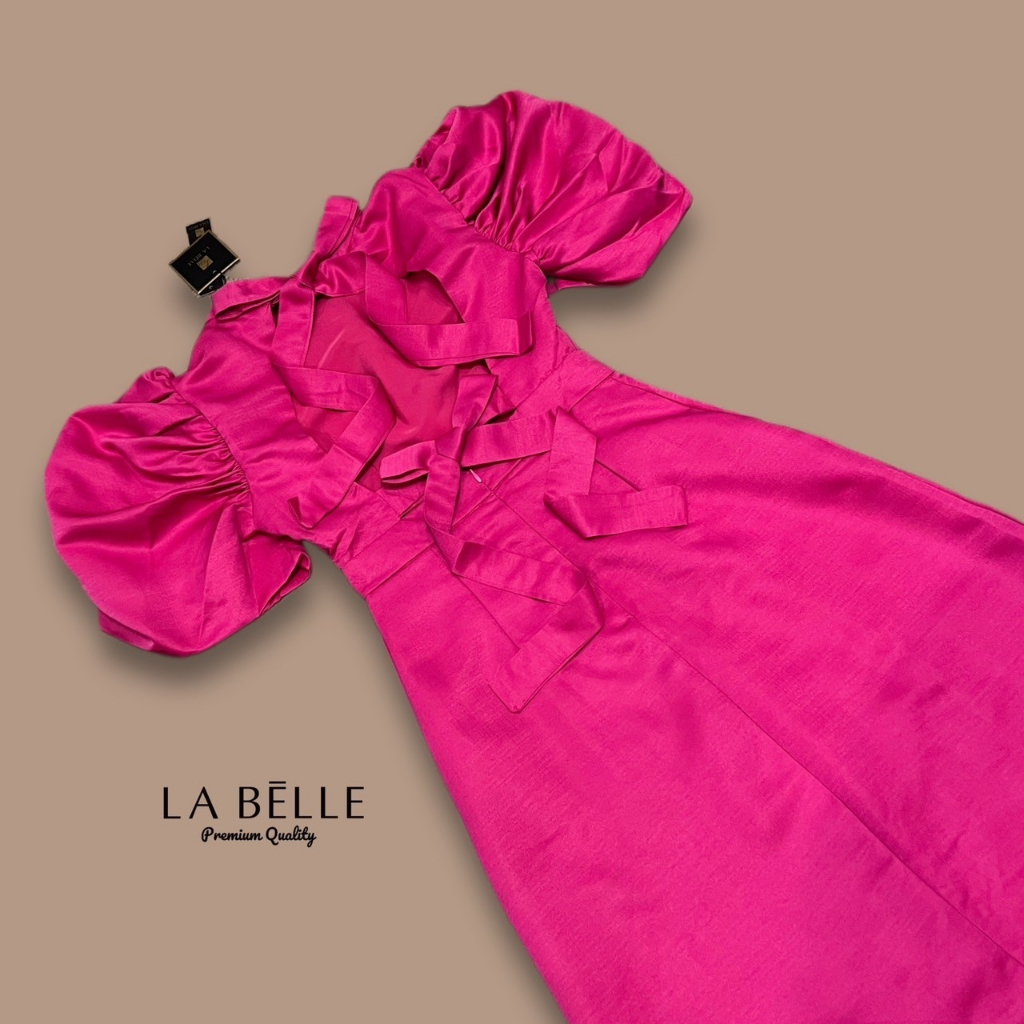 la-belle-เดรสสีชมพูบานเย็น-แขนทรงตุ๊กตา-เช็คสต๊อกก่อนกดสั่ง