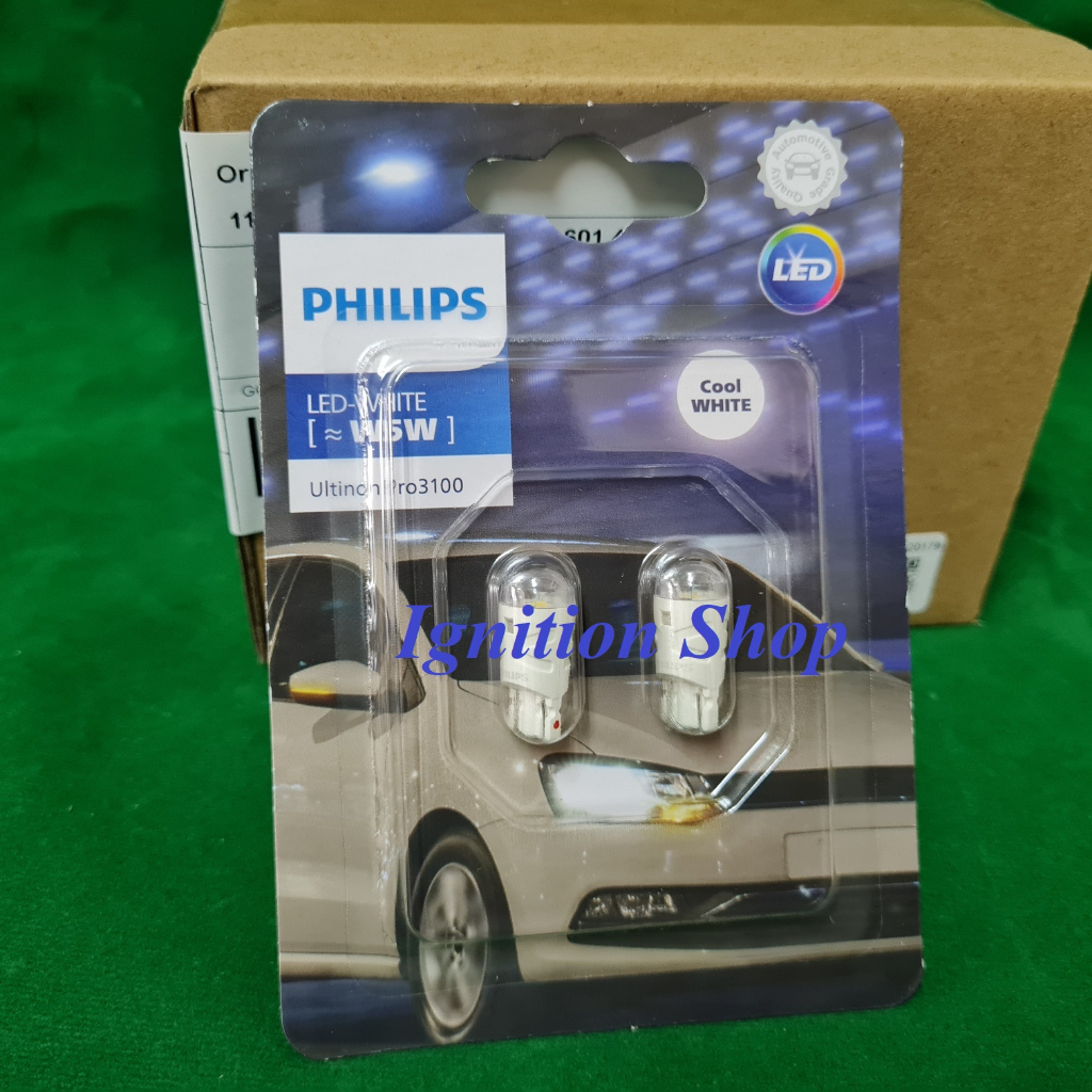 หลอดไฟหรี่-t10-led-philips-12v-6500k-pro3100-แสงสีขาว-จำนวน-2-หลอด-ประกัน-1-ปี-ติดสติกเกอร์รับประกันทุกชิ้น