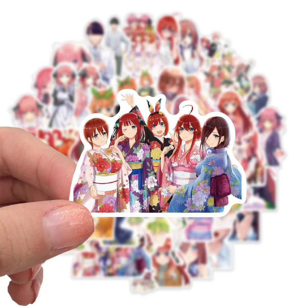 พร้อมส่ง-เจ้าสาวผมเป็นแฝดห้า-sticker-สติกเกอร์กันน้ำรูปแบบที่แตกต่างกัน-anime-50ชิ้น-japan