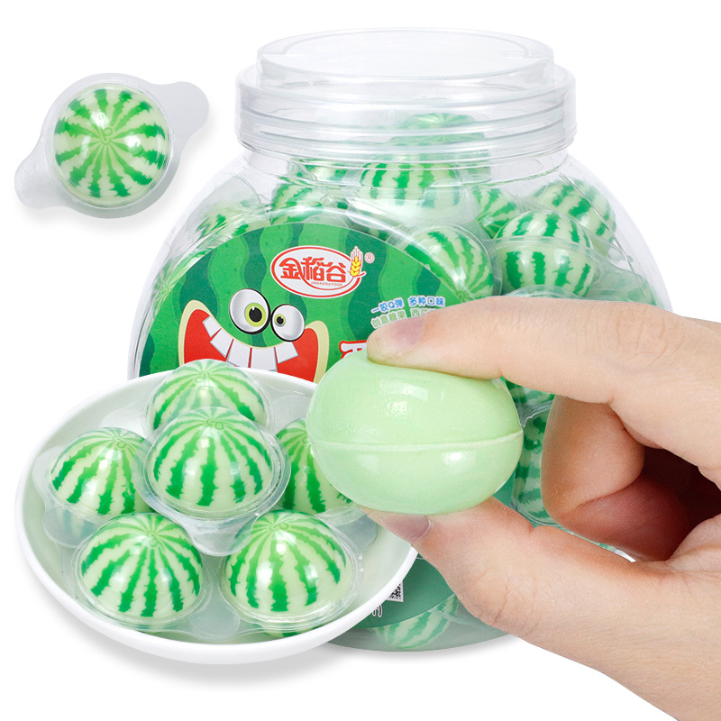 เยลลี่แตงโมสอดไส้สตรอเบอรรี่เปรี้ยว-1-กระปุก30ลูก-พร้อมส่งมีบริการปลายทาง