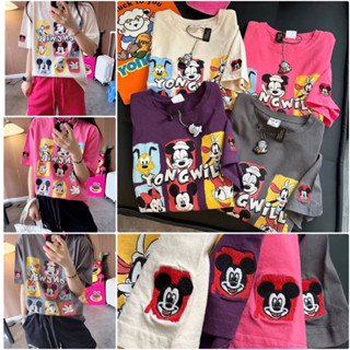 เสื้อยืด เสื้อยืดคอกลม Mickey Mouse / Donal Duck ผ้า Cotton-ฝ้าย PANDA WORKS