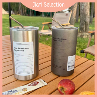 Jiari Selection 【✨ขายดีเป็นเทน้ำเทท่า✨】ผลิตภัณฑ์ใหม่ Ins 304  แก้วกาแฟ สเตนเลส พร้อมหลอดดูด กระติกเก็บความเย็น สแตนเลส ขนาด 300/600 มล พกพาสะดวก