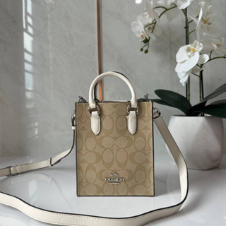 Coach CJ501 North South Mini Tote In Signature Canvas