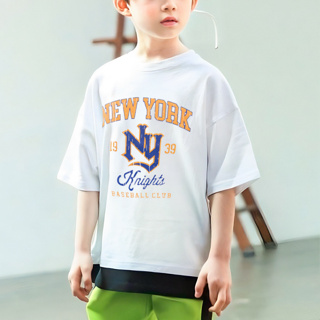 🔥 9.9 SALE 🔥 ® เสื้อยืดเด็ก Oversize รุ่น New York 90s สีขาว แนวสตรีท เด็กผู้ชาย Kols