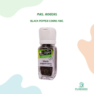 Black Peppercorn (ฺฺBBE 05/24) พริกไทยดำ บรรจุขวดแก้วพร้อมหัวบด ขวดบดพริกไทย ขนาด 48g.
