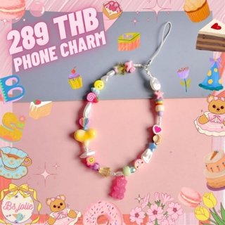 phone charm ลูกปัดมุกธรรมชาติ จี้น้องหมี