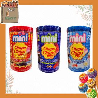 Chupa Chups Mini The Best Of , Mini Classic Tongue painter, Mini Creamy อมยิ้ม รวม 300 กรัม กลิ่นผลไม้ รสโคล่า สตรอเบอร์