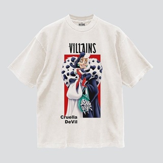 เสื้อDisney ลาย Cruella (Villains) สีขาว เฟด (TMA-007)