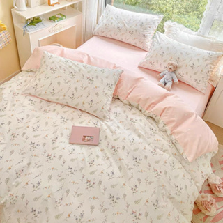 ชุดผ้าปูที่นอนพร้อมผ้านวม " ดอกไม้จิ๋วสีชมพู  "