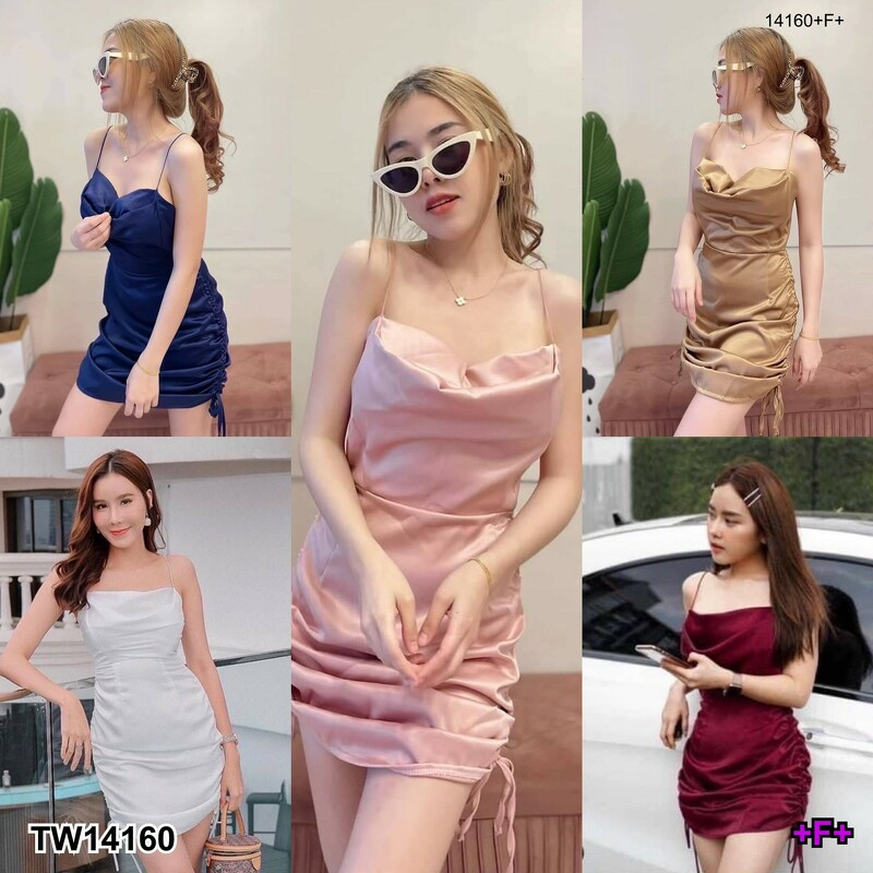 tw14160-new-collection-เดรสสายเดี่ยว-รูดข้าง