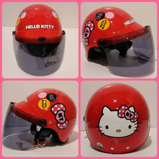 หมวกกันน็อคเด็กคิตตี้สีชมพู Hello Kitty 2-8 ปี รอบศรีษะ 50 cm.