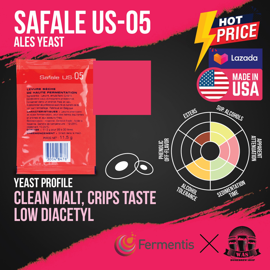 WAS Safale US-05 Ale Yeast 1 Sachet ซาฟาเล่ ยูเอส 05 11.5g | Shopee ...