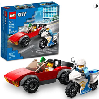 LEGO City Police Bike Car Chase 60392, Toy with Racing Vehicle &amp; Motorbike